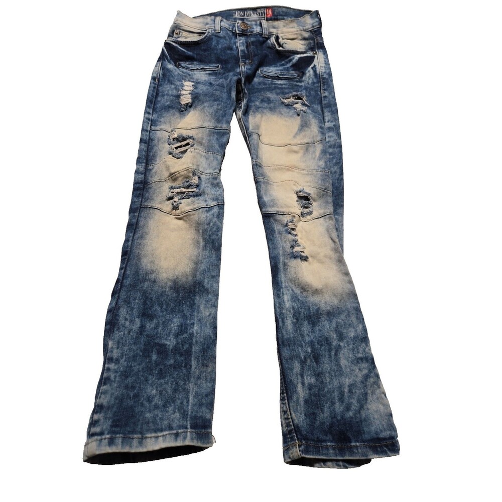 Lion Dynasty Jeans Boys Sz 14 Slim Distressed Washed Waist 28, Inseam 25